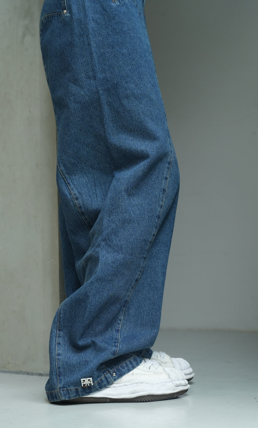 Wave Pattern Denim Wide Pants