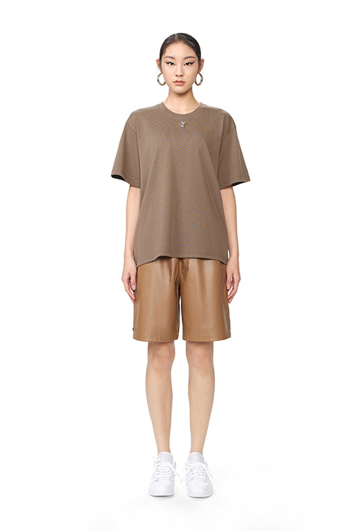 With Love Silver Heart Tee, Brown