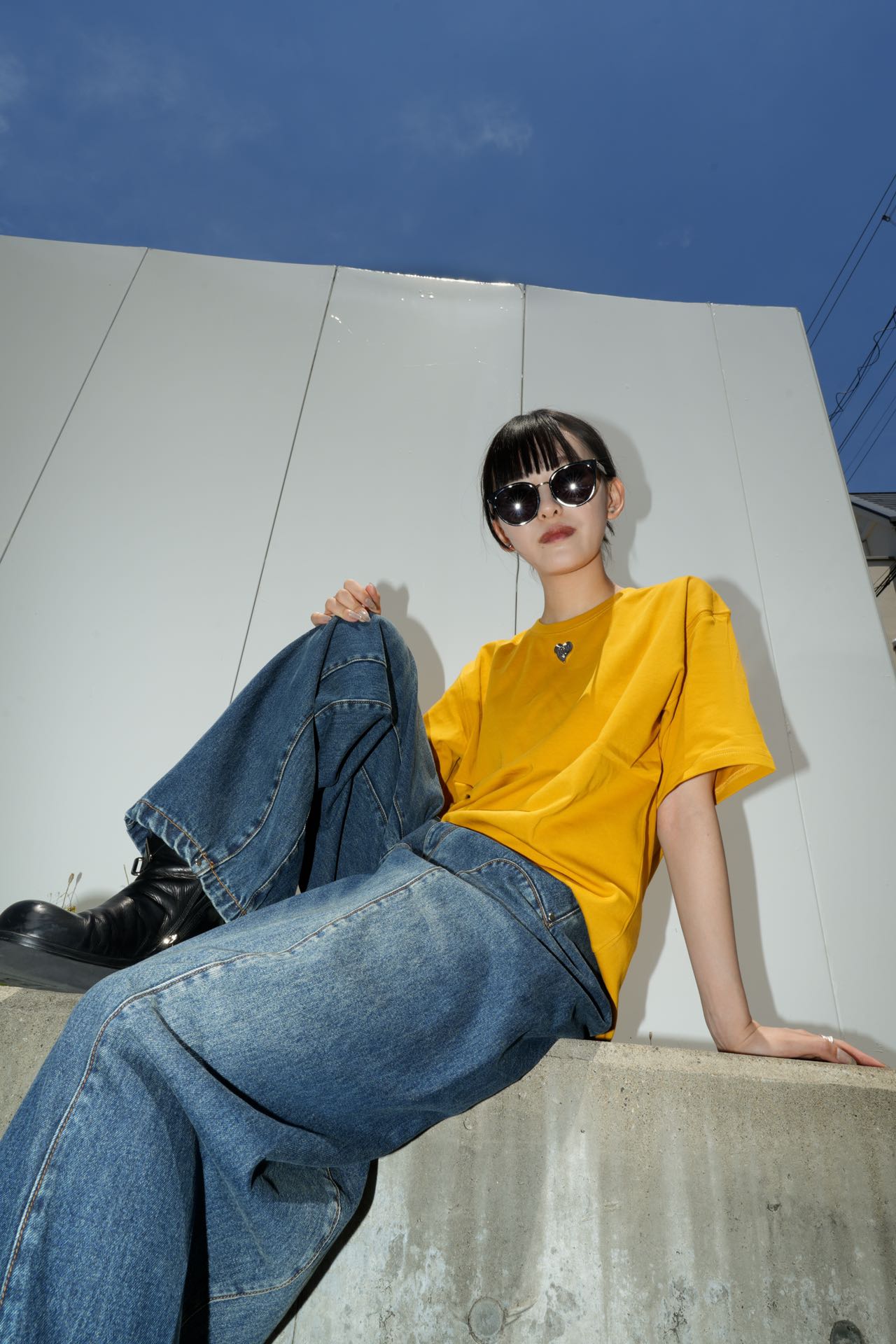 With Love Silver Heart Tee, Yellow