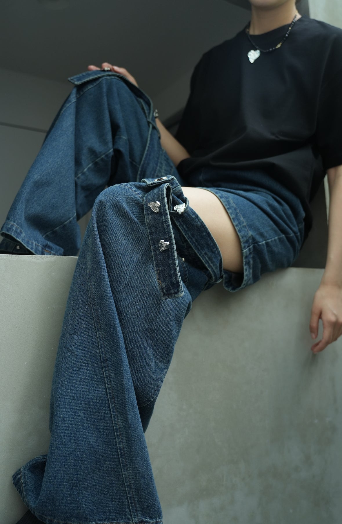 Denim Pants With Cut-out design