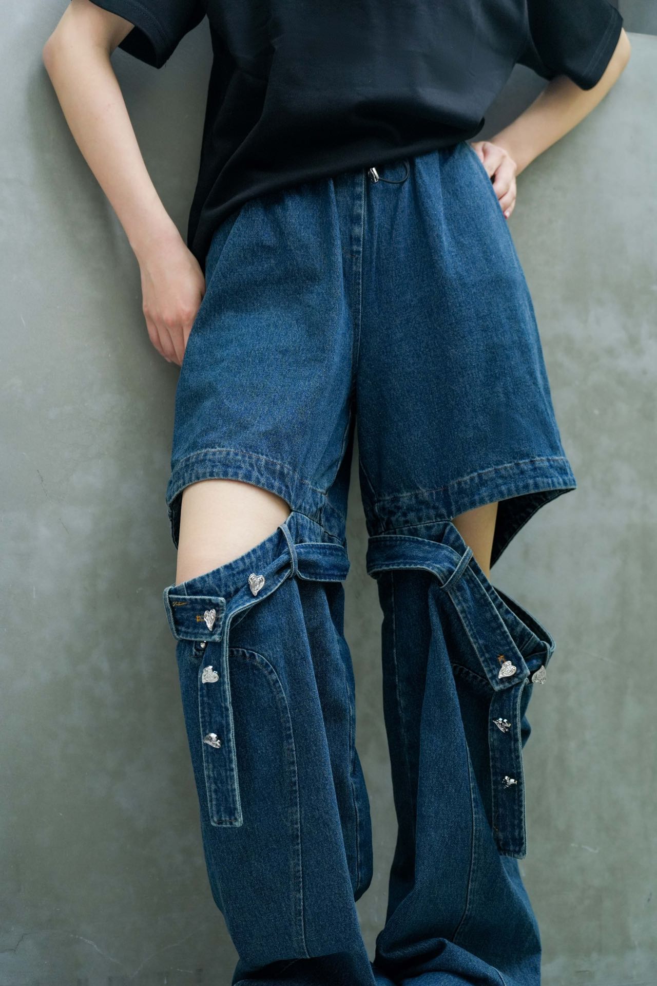 Denim Pants With Cut-out design