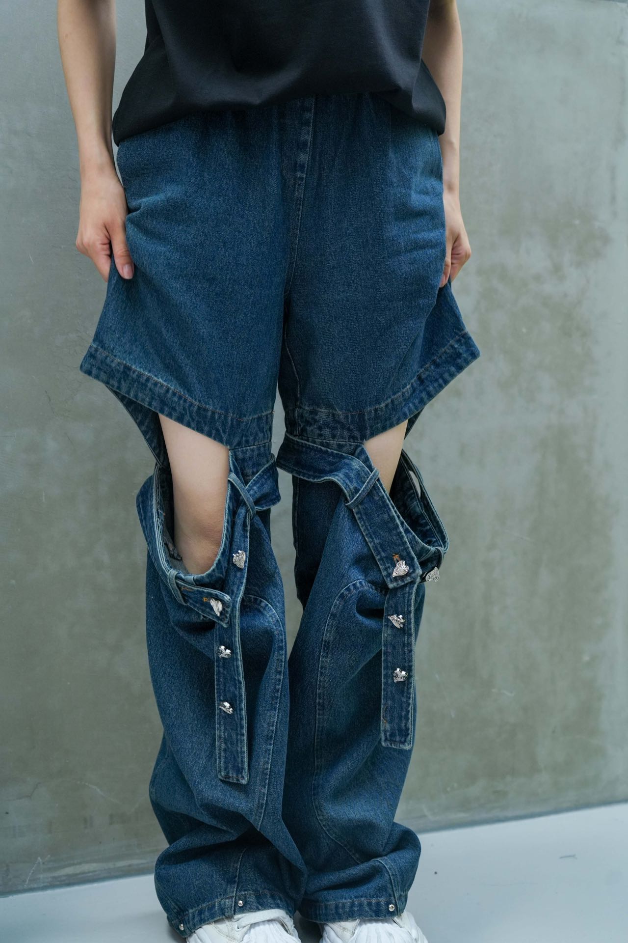 Denim Pants With Cut-out design